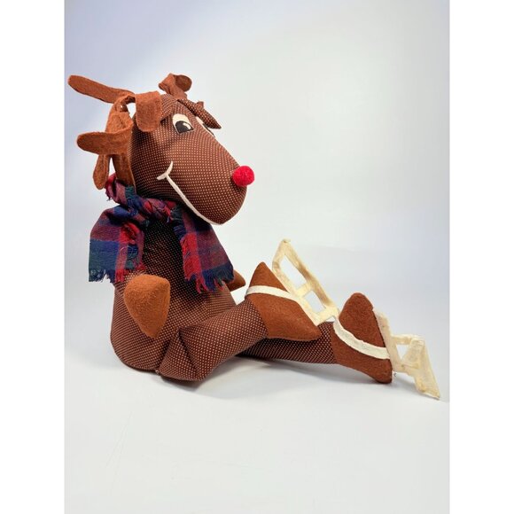 Handmade Polka Dot Reindeer Doll With Plaid Scarf & Felt Accents Brown | Shefl S - Picture 16 of 16